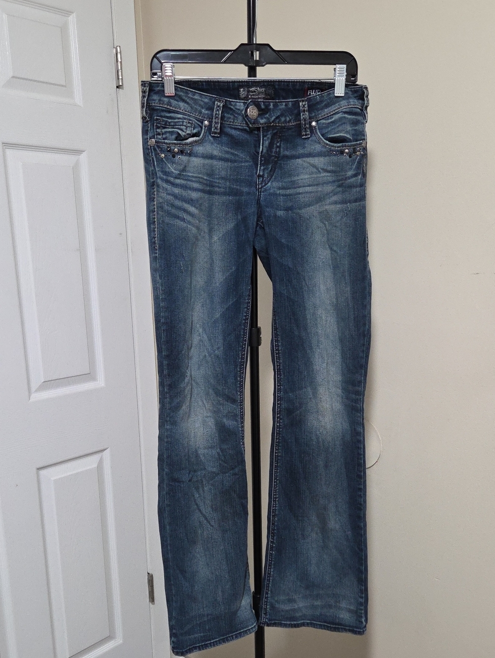 Silver Jeans Tuesday Low Boot Cotton Blend Faded Blue Flare Jeans Y2K